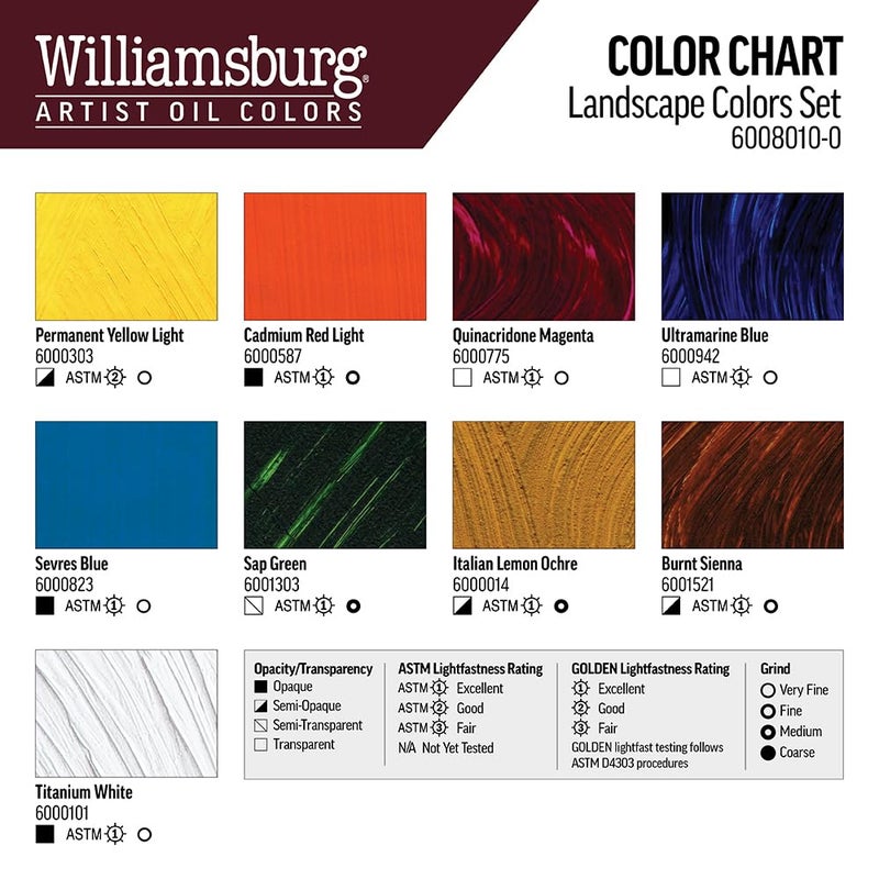 Williamsburg Artist Oil Colors by GOLDEN, Landscape 11ml Set - Image 3